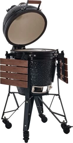 The Bastard Keramikgrill Classic Medium - Complete - Schwarz Glänzend - Modell 2023 -Günstiges Grill Geschäft Bastard Grill Medium Complete Deckel offen BC203