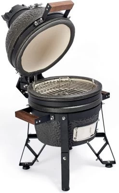 The Bastard Keramikgrill Urban Small - Schwarz Matt - Modell 2023 -Günstiges Grill Geschäft Bastard Keramikgrill Urban Small Deckel offen Seitlich