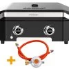 COZZE Plancha 600 / Plancha Grill Mit 2 Gusseisen Grillplatten -Günstiges Grill Geschäft COZZE Plancha Grill 600 2 Brenner Anschlussset