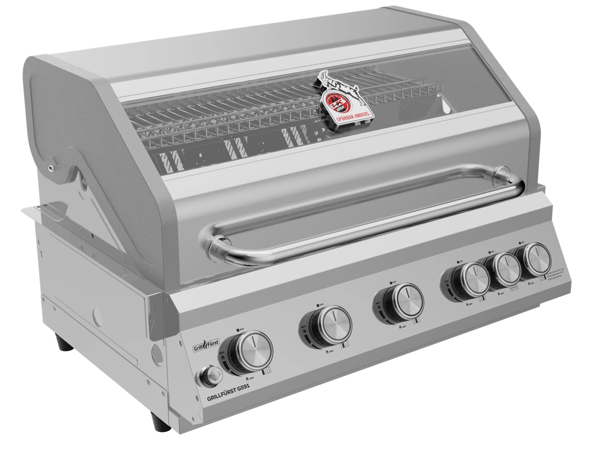 Grillfürst G591E 5-Brenner Einbaugrill - 1. FC Köln Edition - Edelstahlroste 4 Grillfürst G591E 5-Brenner Einbaugrill - 1. FC Köln Edition - Edelstahlroste – Bild 2