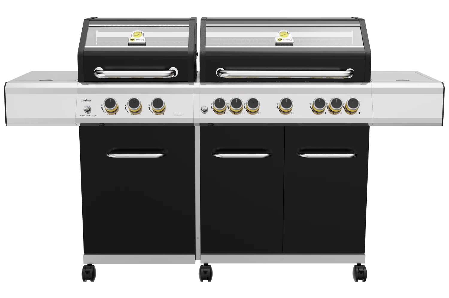 Grillfürst G750E Borussia Dortmund Edition 7-Brenner Doppelkammer - Gasgrill Mit Hochtemperaturbrenner, Seitenkocher, Heckbrenner Und Edelstahl Rosten 3 Grillfürst G750E Borussia Dortmund Edition 7-Brenner Doppelkammer - Gasgrill Mit Hochtemperaturbrenner, Seitenkocher, Heckbrenner Und Edelstahl Rosten