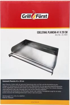Grillfürst Edelstahl Plancha / Grillplatte / Teppanyaki Pfanne Größe M - 41 X 28 Cm -Günstiges Grill Geschäft Grillfuerst Edelstahl Plancha 21 003