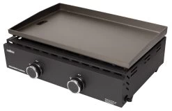 Grillfürst Plancha Grill - 2 Brenner Mit Insgesamt 7 KW Und Edelstahl Plancha - Inkl. 2 Stk. Plancha Spatel Und Grillzange -Günstiges Grill Geschäft Grillfuerst Gas Planchagrill 20 099 schwarz