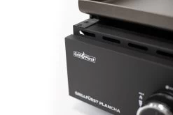 Grillfürst Plancha Grill - 2 Brenner Mit Insgesamt 7 KW Und Edelstahl Plancha - Inkl. 2 Stk. Plancha Spatel Und Grillzange -Günstiges Grill Geschäft Grillfuerst Gas Planchagrill Blende schwarz