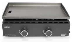 Grillfürst Plancha Grill - 2 Brenner Mit Insgesamt 7 KW Und Edelstahl Plancha - Inkl. 2 Stk. Plancha Spatel Und Grillzange -Günstiges Grill Geschäft Grillfuerst Gas Planchagrill schwarz