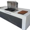 Grillfürst Outdoor Küche Aus 3-tlg. Gegossenem Beton Und HPL (340 Cm X 120 Cm) - Mit Einbaugrill Und Spüle -Günstiges Grill Geschäft Grillfuerst Outdoor Kueche Beton beidseitig HPL Korpusse
