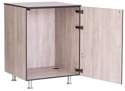 Grillfürst Outdoor Küche Schrank Modul Klein OKS66 Eiche -Günstiges Grill Geschäft Grillfuerst Outdoor Kueche Schrank Modul klein Tuer offen Eiche