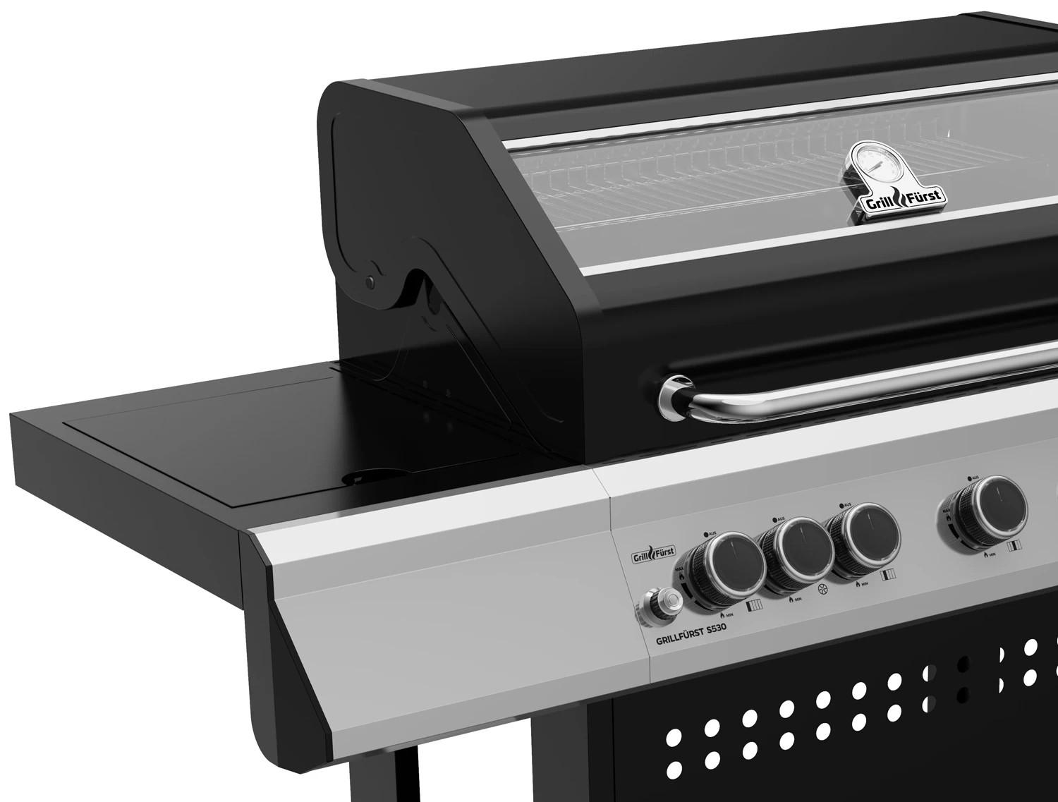 Grillfürst S530G 5-Brenner Gasgrill Mit Seitenkocher Und Gusseisen Rosten Inkl. Abdeckhaube 5 Grillfürst S530G 5-Brenner Gasgrill Mit Seitenkocher Und Gusseisen Rosten Inkl. Abdeckhaube – Bild 3