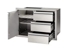 Napoleon Einbauschrank Mit Tür Und 3er Schubladen-Kombination (91 X 61 Cm) -Günstiges Grill Geschäft Napoleon Einbau Tuer 3er Schubladen Kombi offen