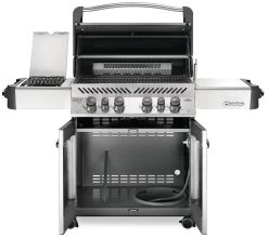 Napoleon Prestige 500 Edelstahl Gasgrill - Mit Safety Glow - X-DEAL Inkl. Grillthermometer, Schneidebrett Und Windschild Für SIZZLE ZONE -Günstiges Grill Geschäft Napoleon Prestige 500 Gasgrill Edelstahl open 1