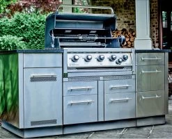 Broil King Outdoor Küche Komplettset Mit Imperial S570 PRO Built In Gasgrill Mit Drehspieß, Gasflaschenschrank Und 3er Schubladenschrank -Günstiges Grill Geschäft Outdoor Kueche Komplettset Broil King Imperial S570 Pro SS