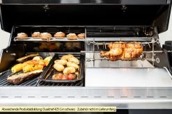 Outdoorchef Dualchef S 425 G Edelstahl Gasgrill Mit Seitenkocher + BLAZING ZONE Infrarotbrenner -Günstiges Grill Geschäft Outdoorchef Dualchef S 425 G Zone Divider Drehspiess