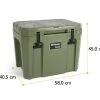 Petromax Kühlbox 25 Liter Oliv - Inkl. Sitzkissen, Haft-Unterlage Und Einsatzkorb -Günstiges Grill Geschäft Petromax Kuehlbox kx25 oliv Abmessungen aussen