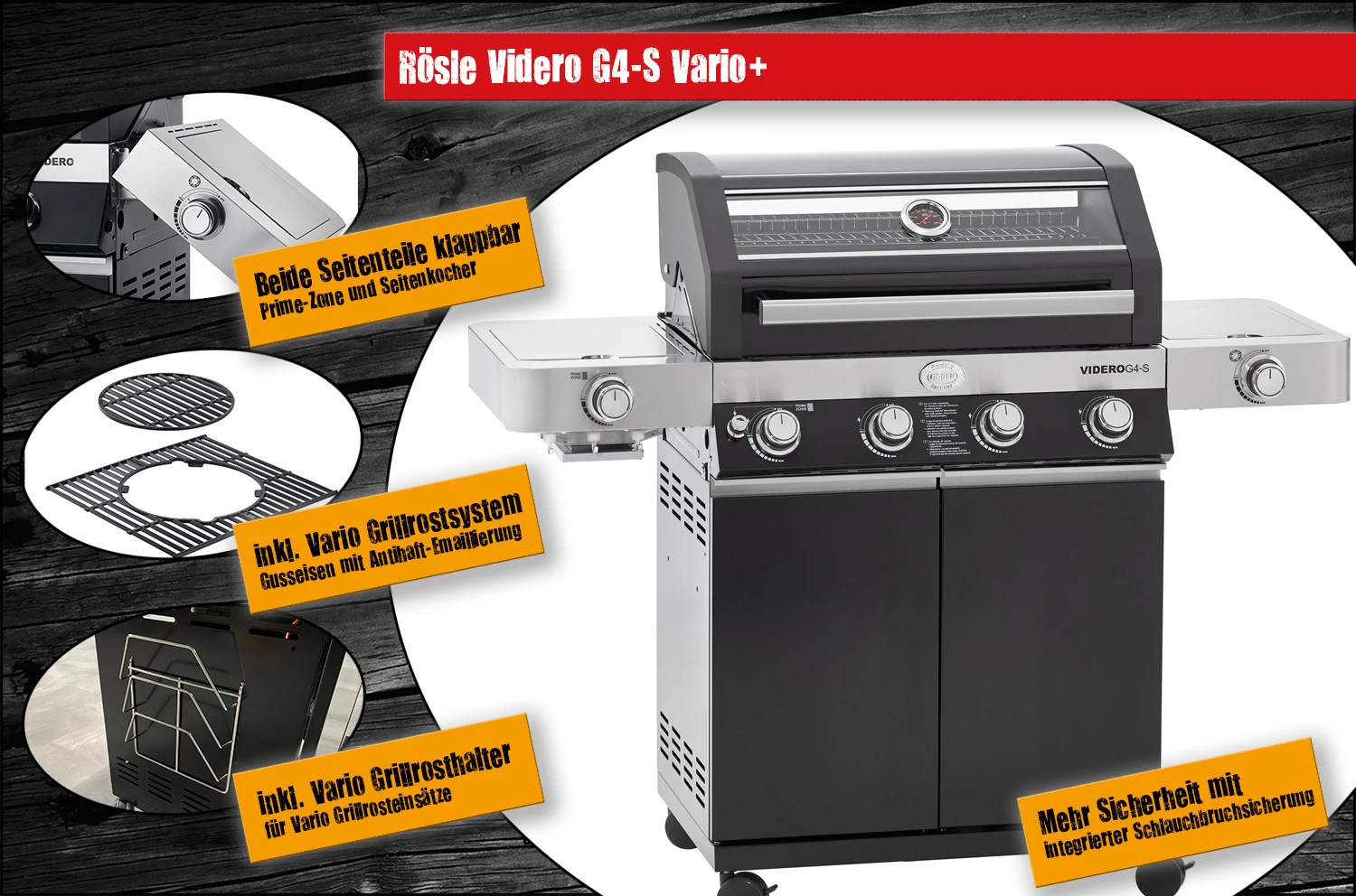 Rösle Gasgrill Videro G4-S VARIO+ Schwarz - Modell 2023 3 Rösle Gasgrill Videro G4-S VARIO+ Schwarz - Modell 2023