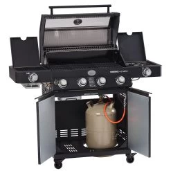 Rösle Gasgrill BBQ-Station Videro G4-S Vario+ Nero Schwarz - Modell 2023 - SMART Deal Inkl. Grillfürst Grill Control -Günstiges Grill Geschäft Roesle Videro G4 S Vario NERO matt schwarz offen 1