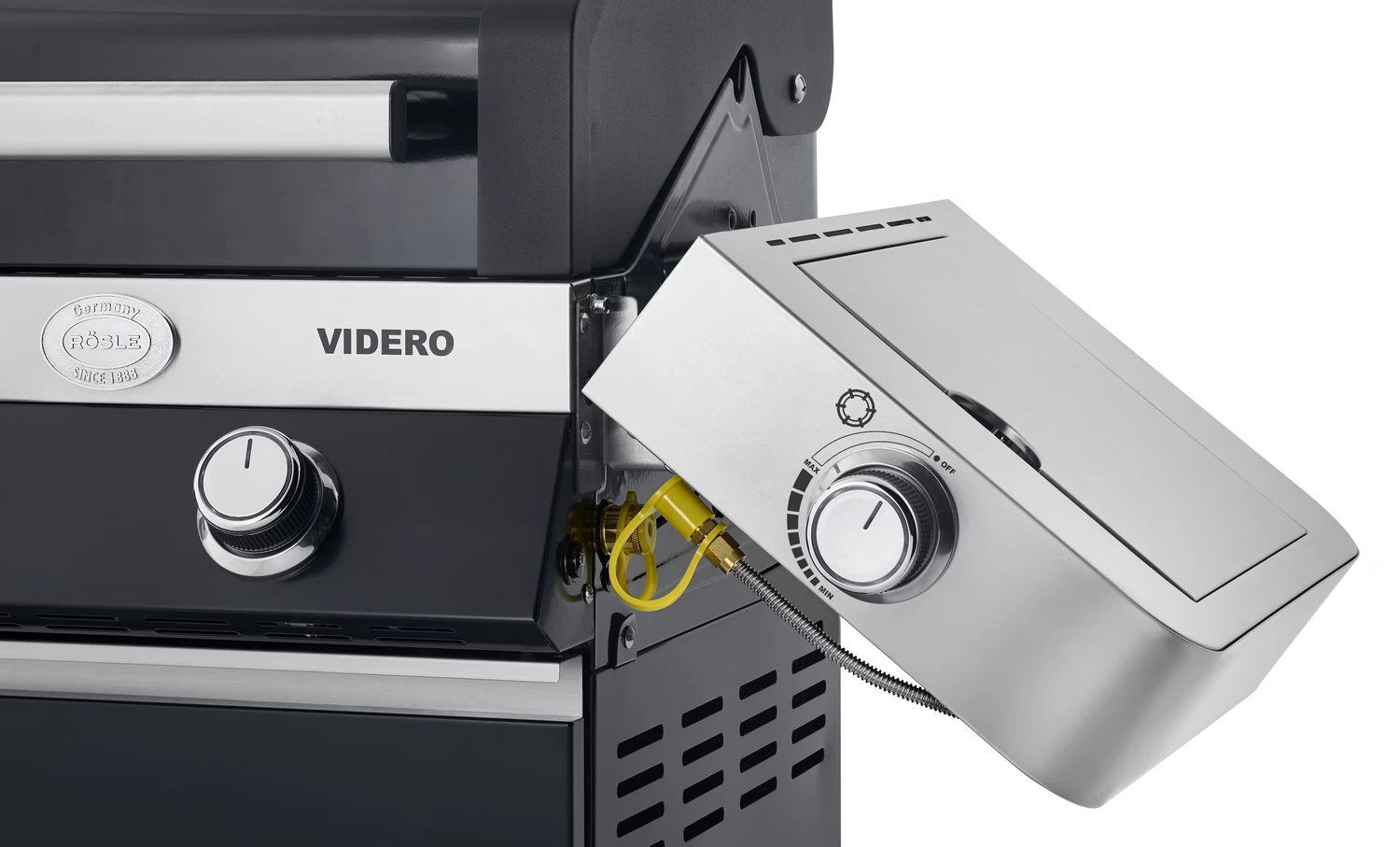 Rösle Gasgrill Videro G4-S VARIO+ Schwarz - Modell 2023 - X-DEAL Inkl. Abdeckhaube, Grillplatte Und Drehspieß 10 Rösle Gasgrill Videro G4-S VARIO+ Schwarz - Modell 2023 - X-DEAL Inkl. Abdeckhaube, Grillplatte Und Drehspieß – Bild 8