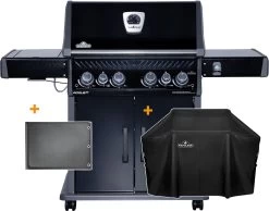 Napoleon Rogue SE 525 Gasgrill - All-black - Mit Sizzle Zone Und Heckbrenner - Grillfürst Edition Inkl. Abdeckhaube Im Karton + Gussplatte - Modell 2022