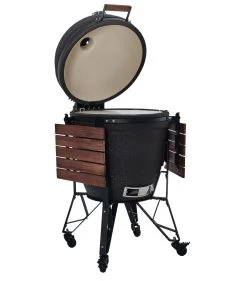 The Bastard Keramikgrill Urban XL - Complete - Schwarz Matt - Modell 2023 -Günstiges Grill Geschäft The Bastard XL Urban Keramikgrill BU210 offen Seitentische abgeklappt